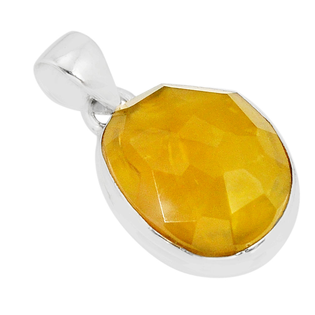 12.58cts checker cut natural yellow opal 925 sterling silver pendant y73662