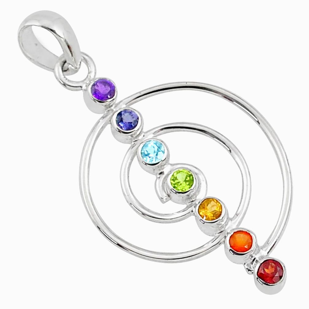 2.90cts cho-ku-rei-reiki chakra 925 silver healing energy balance pendant r65342