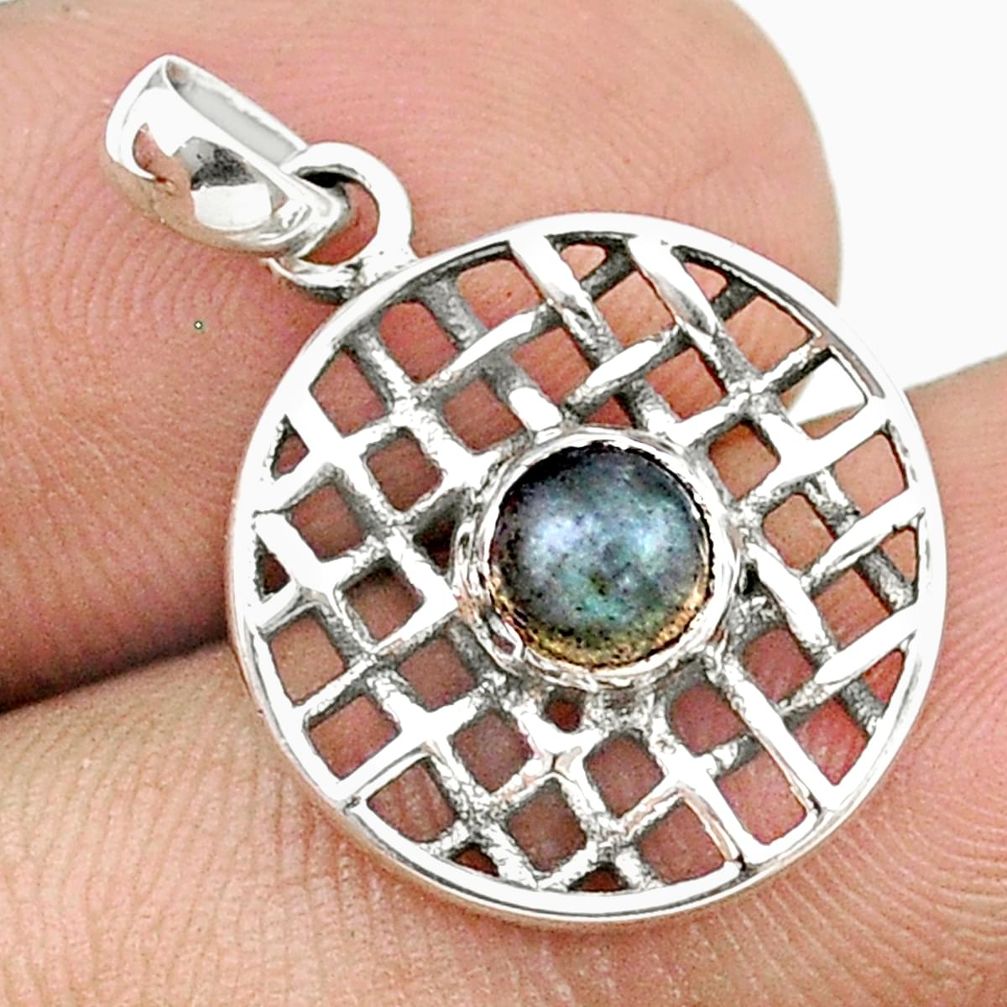 1.00cts circle of life natural blue labradorite 925 silver pendant u33947