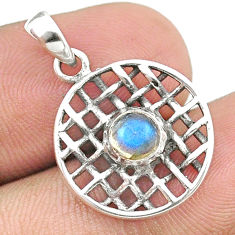 1.02cts circle of life natural blue labradorite round 925 silver pendant u33949