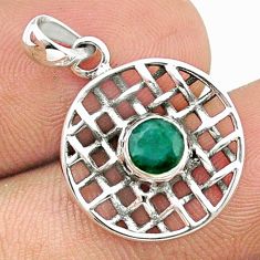 0.81cts circle of life natural green emerald 925 sterling silver pendant u33945