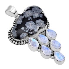 47.58cts clouds natural australian obsidian moonstone 925 silver pendant y82368