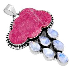 49.57cts clouds natural pink thulite moonstone oval 925 silver pendant y82371