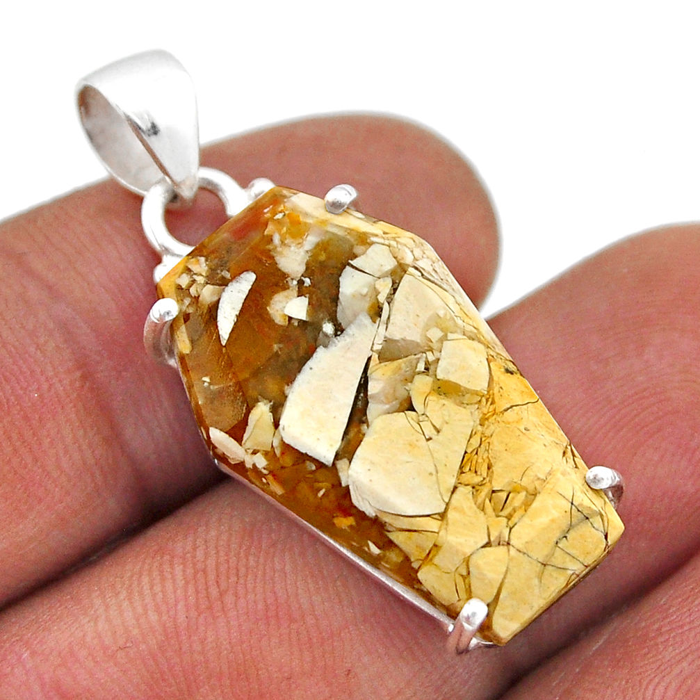12.17cts coffin brecciated mookaite (australian jasper) silver pendant n46289