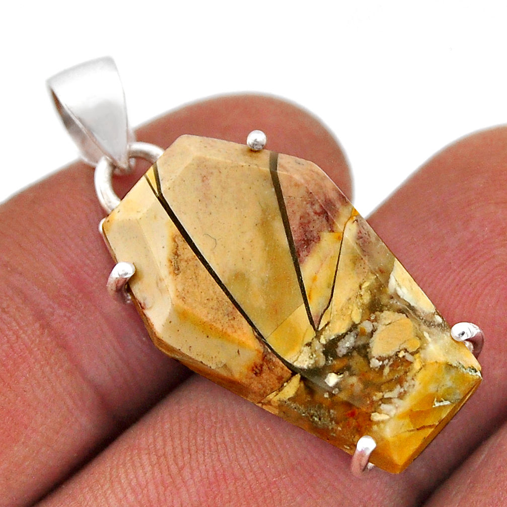 11.65cts coffin brecciated mookaite (australian jasper) silver pendant n46290