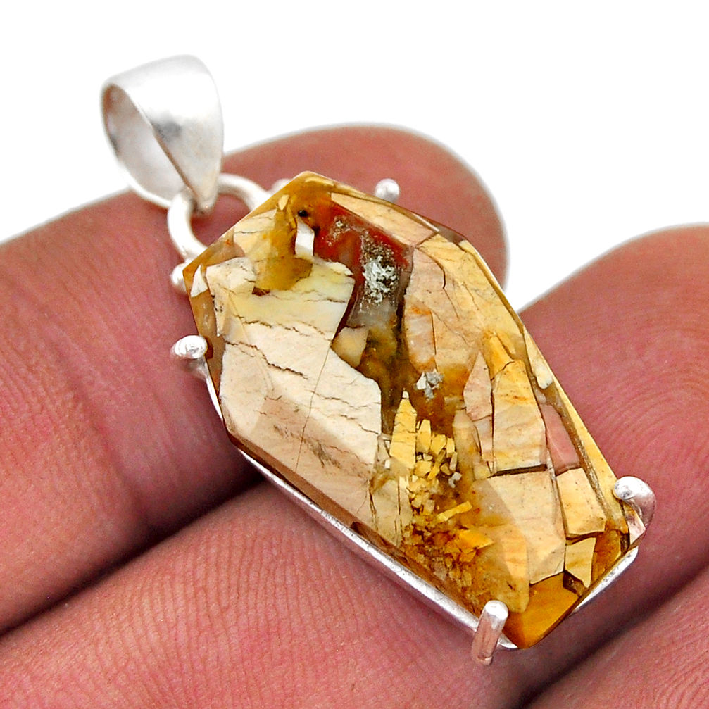 11.65cts coffin brecciated mookaite (australian jasper) silver pendant n46291