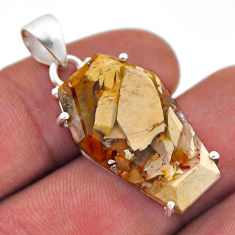 12.04cts coffin brecciated mookaite (australian jasper) silver pendant n46293