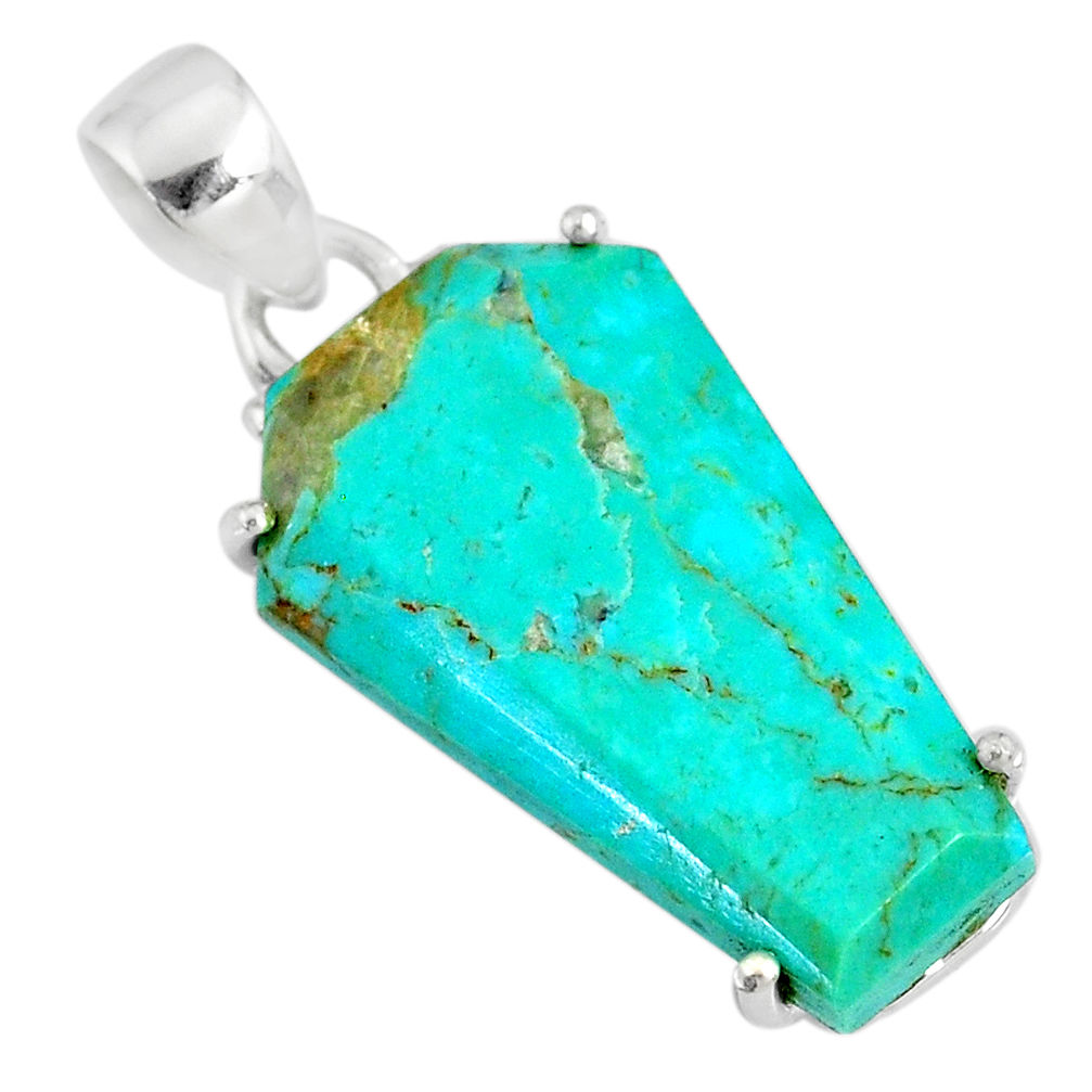 11.65cts coffin green arizona mohave turquoise 925 silver pendant r81966