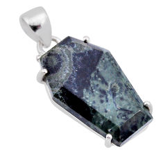 13.08cts coffin green kambaba jasper (stromatolites) 925 silver pendant n54458