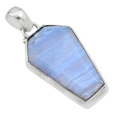 15.65cts coffin natural blue lace agate 925 sterling silver pendant t1057