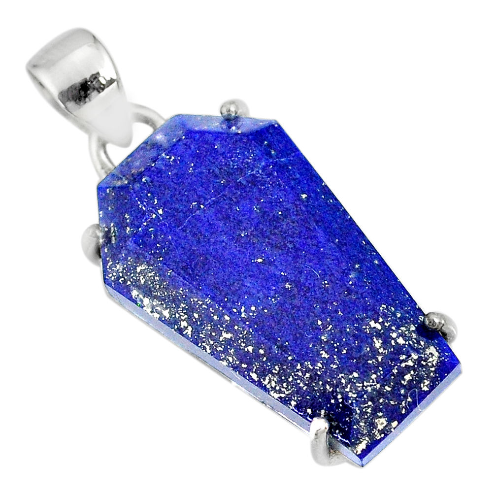 15.24cts coffin natural blue lapis lazuli 925 sterling silver pendant r81980