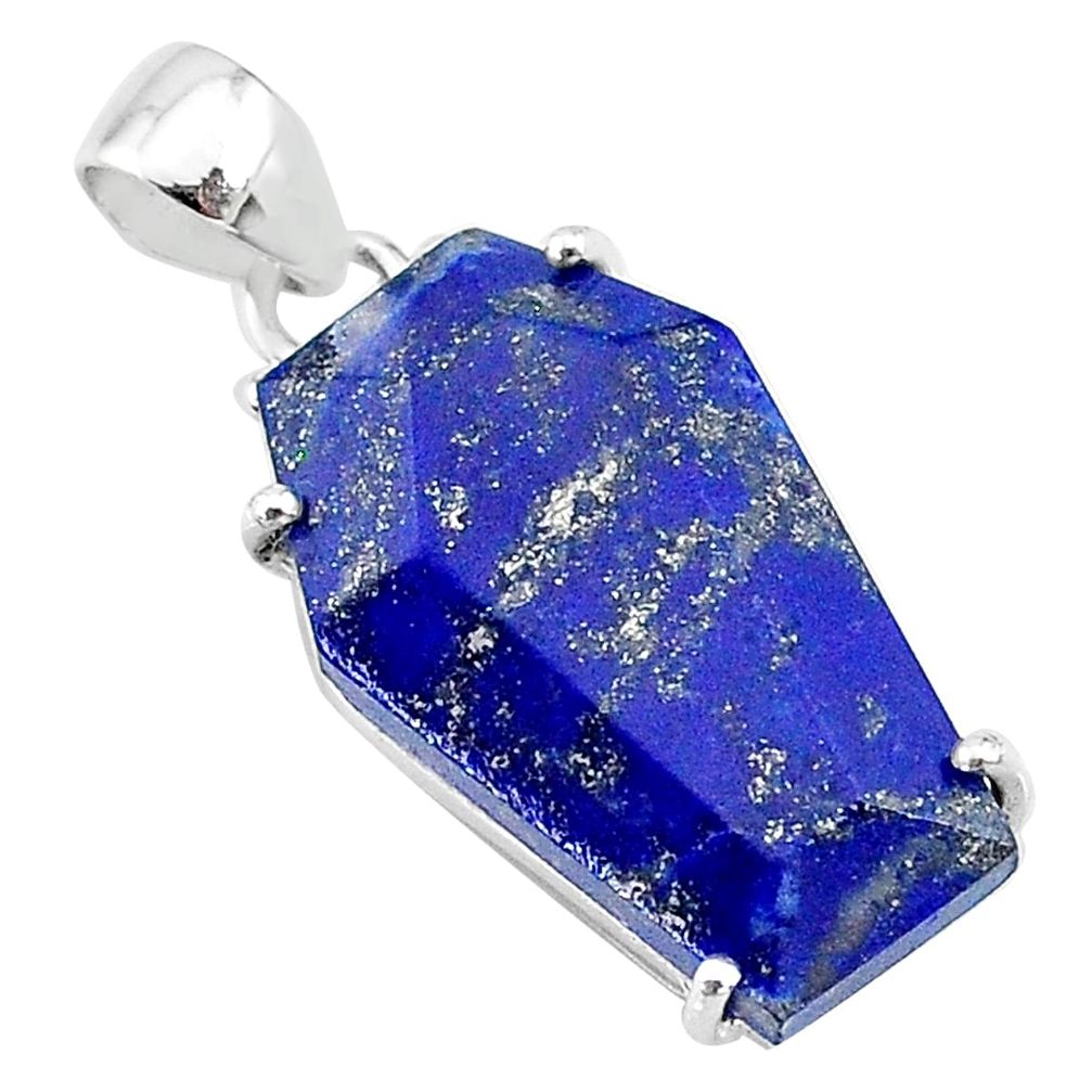 14.20cts coffin natural blue lapis lazuli 925 sterling silver pendant t12054