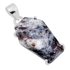 13.10cts coffin natural bronze astrophyllite (star leaf) silver pendant n29408