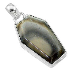16.57cts coffin natural brown imperial jasper 925 sterling silver pendant t11811