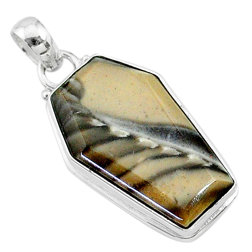 15.05cts coffin natural brown imperial jasper 925 sterling silver pendant t11816