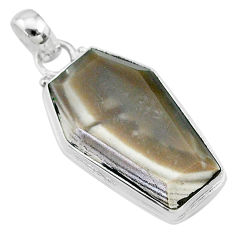 14.68cts coffin natural brown imperial jasper 925 sterling silver pendant t11818