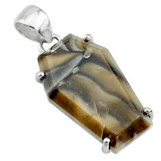13.64cts coffin natural brown imperial jasper 925 sterling silver pendant t11823