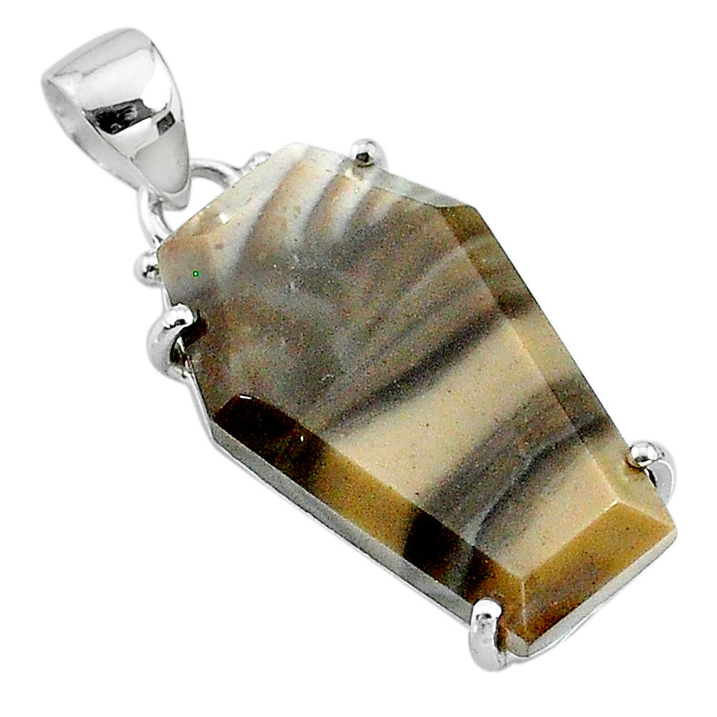 13.64cts coffin natural brown imperial jasper 925 sterling silver pendant t11826