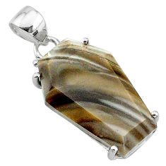 12.52cts coffin natural brown imperial jasper 925 sterling silver pendant t11828
