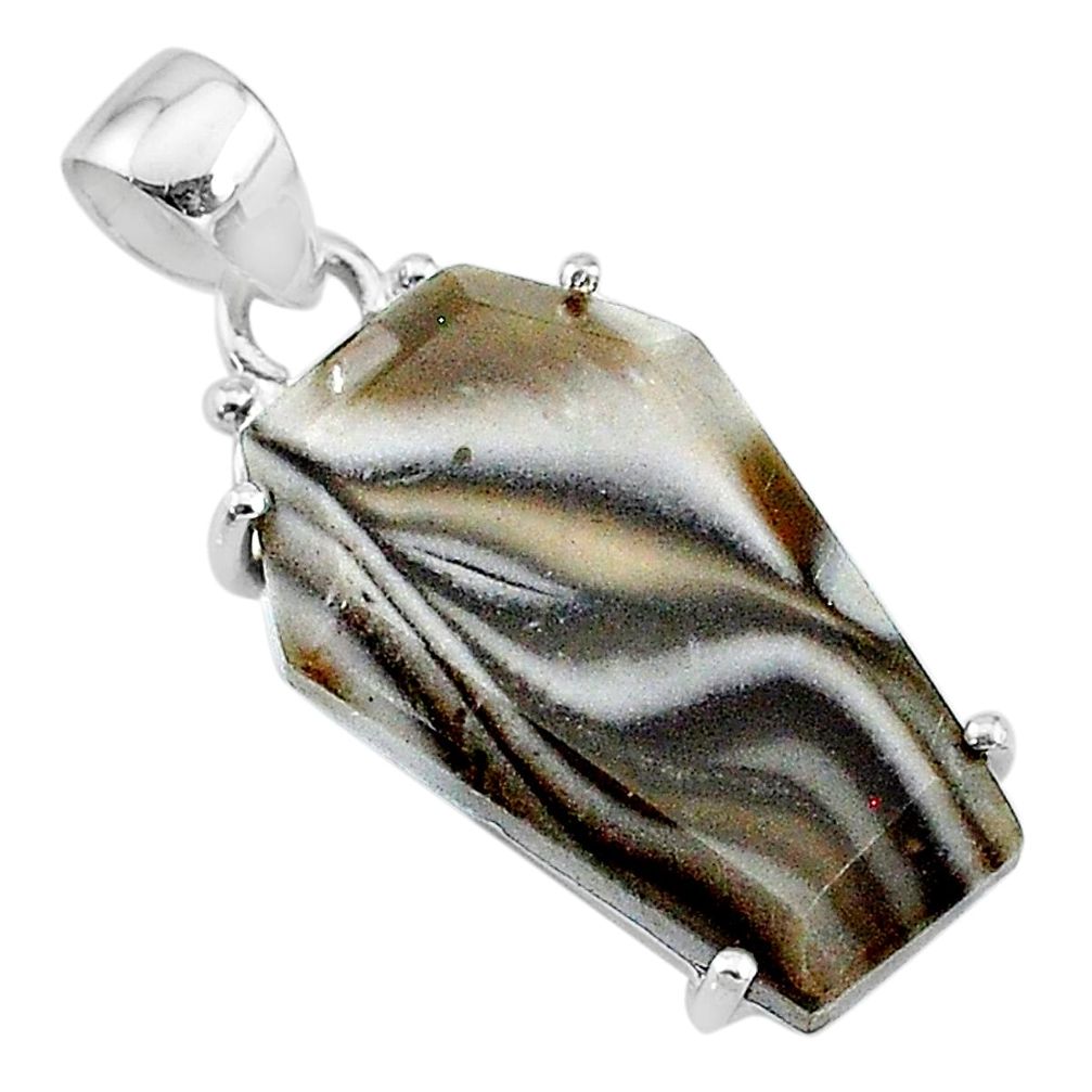 13.69cts coffin natural brown imperial jasper 925 sterling silver pendant t11829