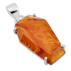 11.65cts coffin natural brown snakeskin jasper fancy 925 silver pendant n29419