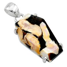 12.85cts coffin natural peanut petrified wood fossil 925 silver pendant t11915
