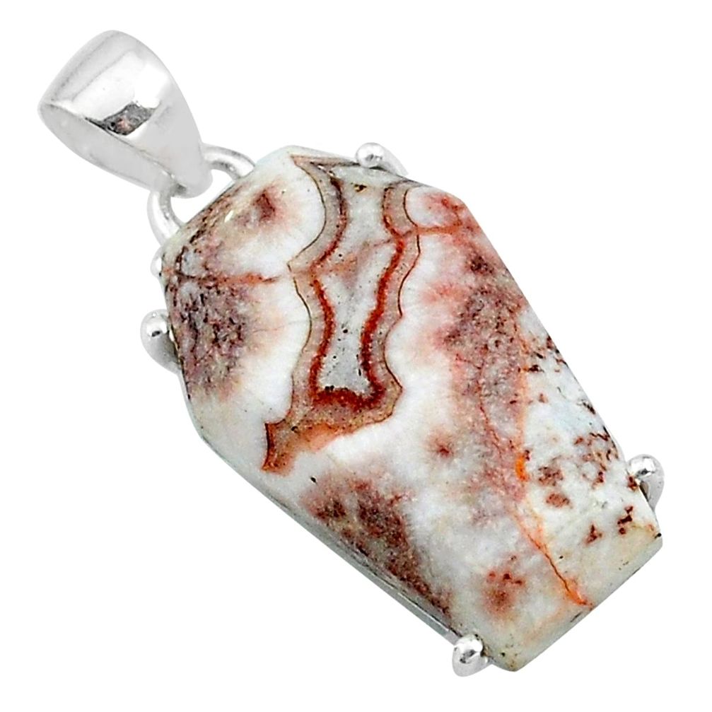 15.34cts coffin natural pink rosetta stone jasper 925 silver pendant t11972