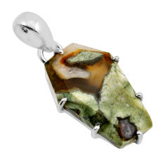 13.81cts coffin natural rainforest rhyolite jasper 925 silver pendant y95200