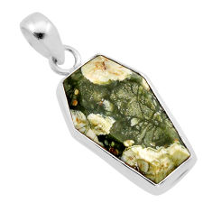 14.07cts coffin natural rainforest rhyolite jasper fancy silver pendant y95188