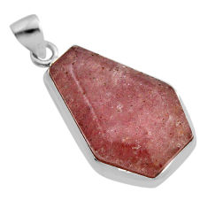 16.87cts coffin natural red strawberry quartz 925 sterling silver pendant y83882