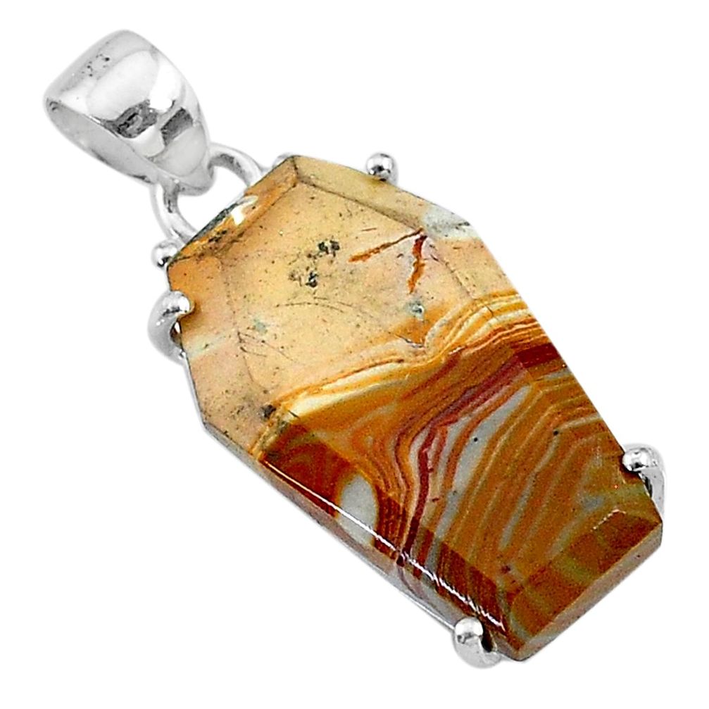 10.89cts coffin natural snakeskin jasper fancy 925 silver pendant t11904