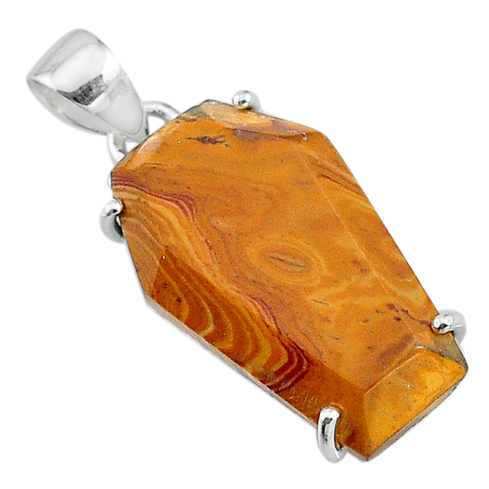 12.54cts coffin natural yellow snakeskin jasper 925 silver pendant t11910