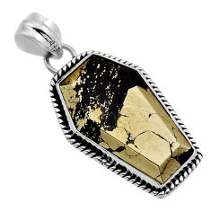 19.65cts coffin pyrite in magnetite (healer's gold) 925 silver pendant y95229