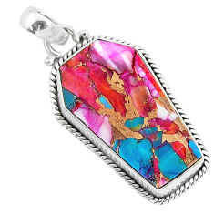 16.82cts coffin spiny oyster arizona turquoise silver handmade pendant r93227