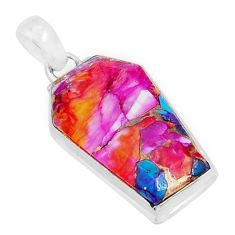 15.80cts coffin spiny oyster arizona turquoise 925 sterling silver pendant y5106