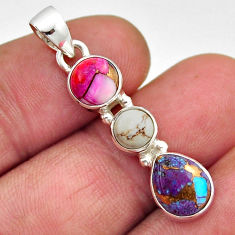 6.26cts copper turquoise spiny oyster arizona turquoise silver pendant n17708