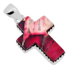8.84cts dahlia red rose 925 sterling silver holy cross pendant jewelry n31729