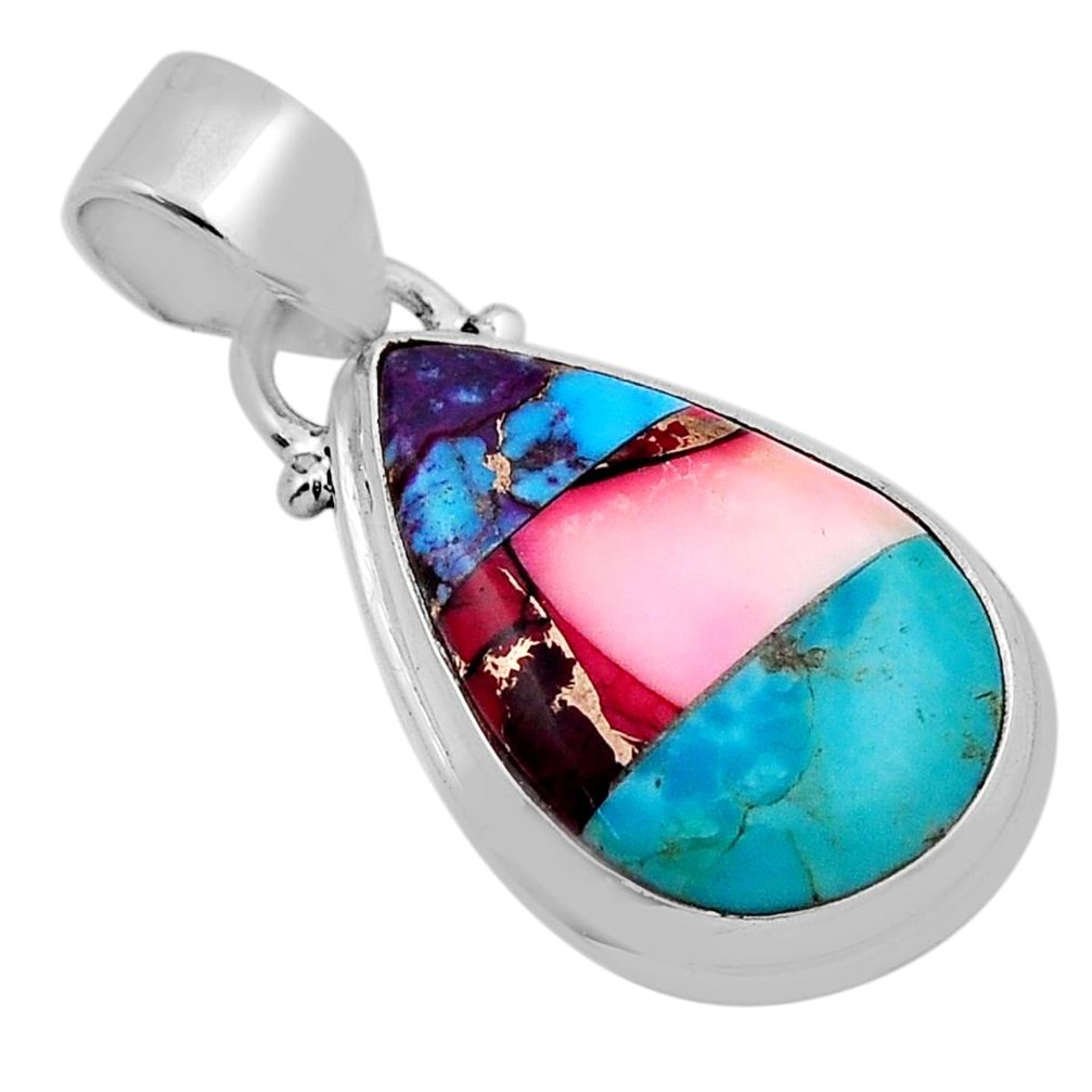 10.22cts dahlia rose fine green turquoise pear sterling silver pendant n26521