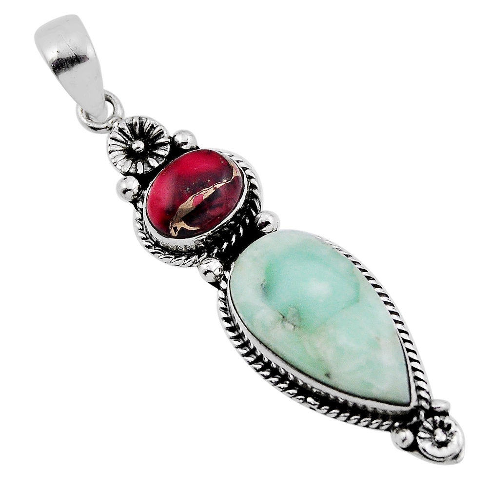10.64cts dahlia rose green variscite 925 sterling silver pendant jewelry n33231