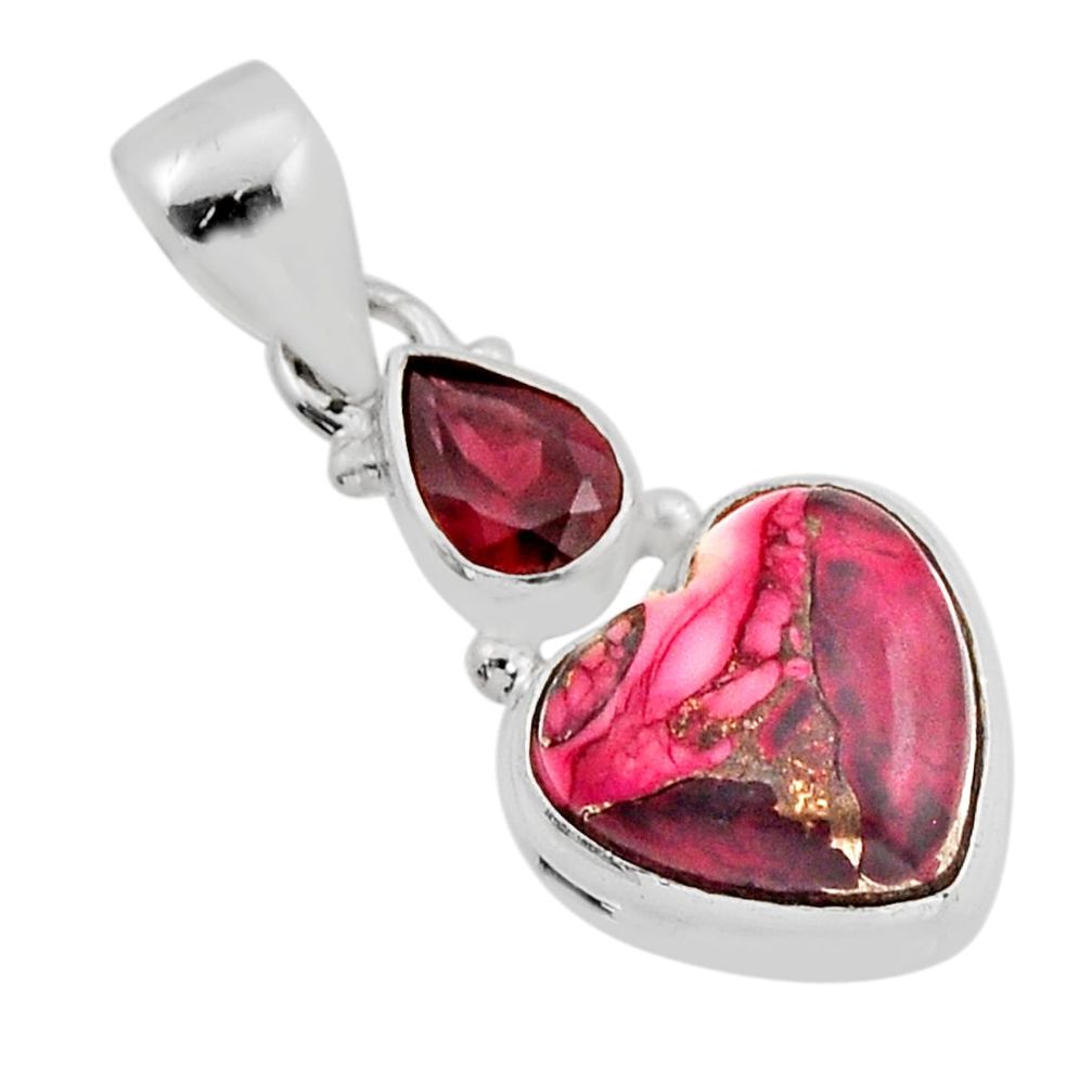 7.01cts dahlia rose heart red garnet 925 sterling silver pendant jewelry n7101