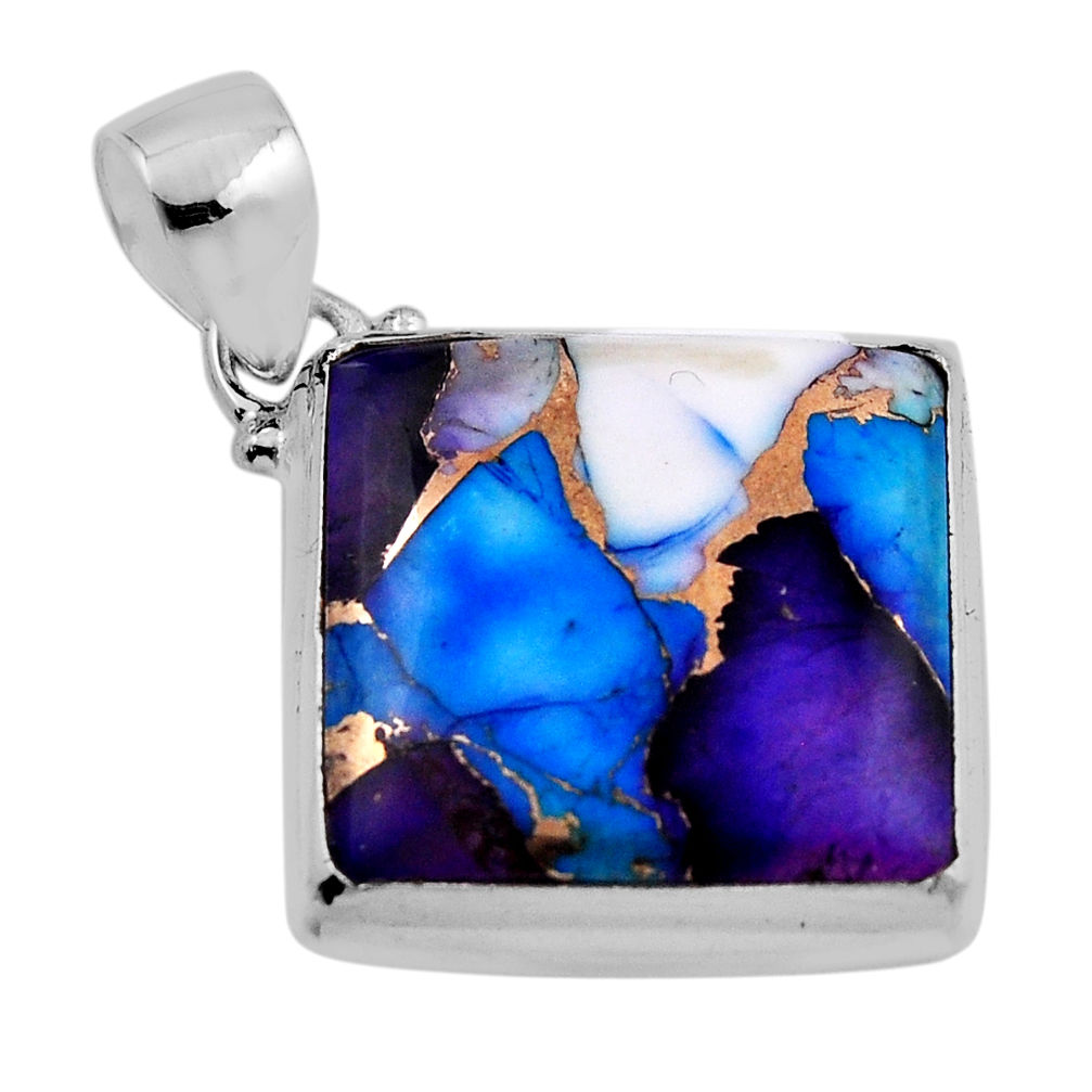 17.95cts dahlia rose violet square 925 sterling silver pendant jewelry n23039