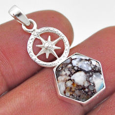 5.87cts dharma wheel natural white wild horse magnesite silver pendant n46218