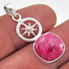 5.92cts dharma wheel thulite (unionite, pink zoisite) 925 silver pendant n46213
