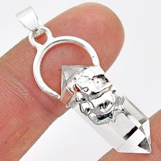 10.27cts double pointer natural crystal 925 silver lord ganesha pendant t66924
