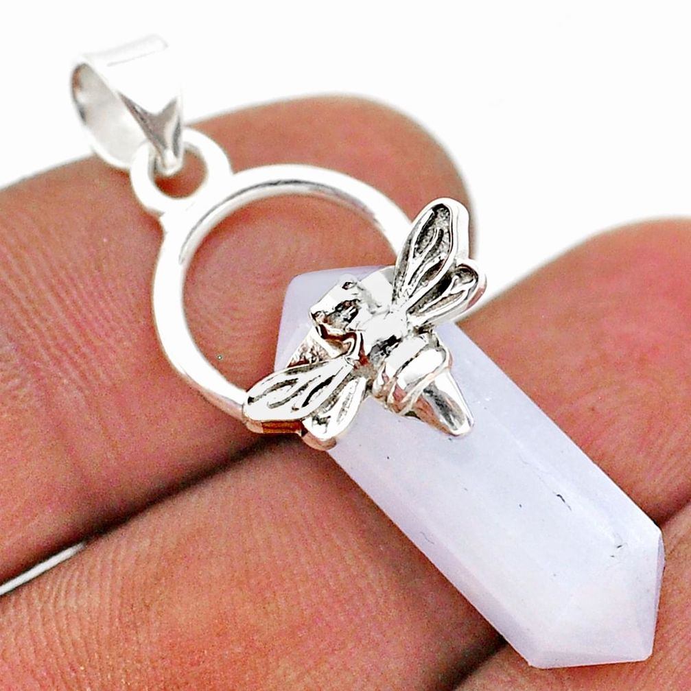 13.73cts double pointer natural moonstone 925 silver honey bee pendant t44480