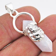 9.83cts double pointer natural moonstone 925 silver lord ganesha pendant t66937