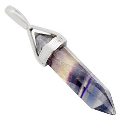 10.89cts double pointer natural multicolor fluorite 925 silver pendant y91261