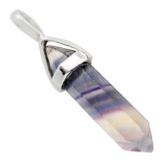 10.72cts double pointer natural multicolor fluorite 925 silver pendant y91266