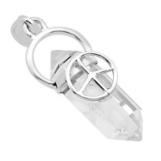 11.88cts double pointer natural white crystal 925 sterling silver pendant n54116