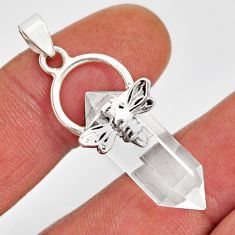 13.17cts double pointer natural white crystal silver honey bee pendant y55426